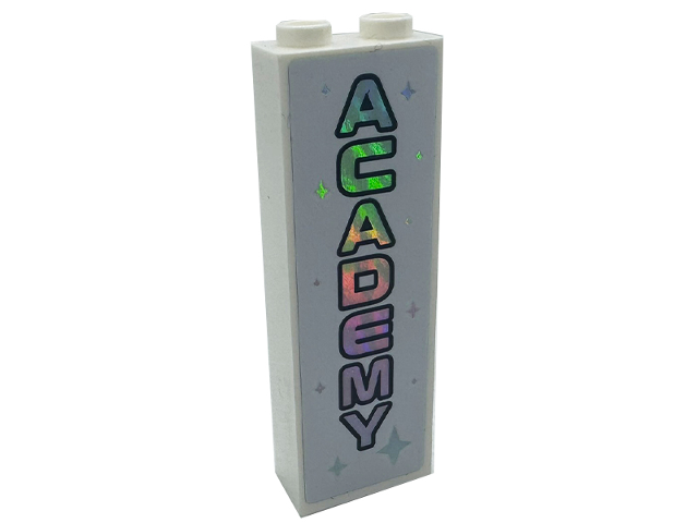 Brick 1 x 2 x 5 with Iridescent Mirrored Stars and 'ACADEMY' Pattern (Sticker) - Set 41713