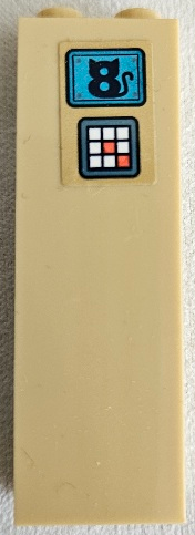 Brick 1 x 2 x 5 with Keypad with Coral and White Buttons and Number 8 Cat Silhouette on Dark Azure Background Pattern (Sticker) - Set 41446