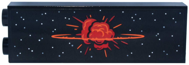 Brick 1 x 2 x 5 with Red and Orange Explosion, White Stars Pattern (Sticker) - Set 75419