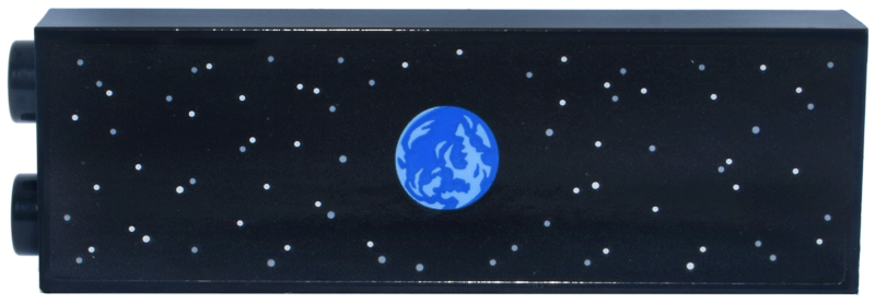 Brick 1 x 2 x 5 with Blue and Bright Light Blue Planet, White Stars Pattern (Sticker) - Set 75419