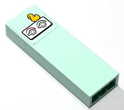 Brick 1 x 2 x 5 with White Hot and Cold Shower Knobs and Yellow Duck Pattern (Sticker) - Set 41730