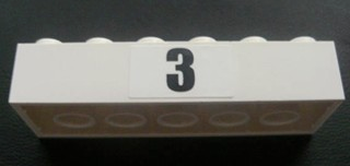 Brick 2 x 6 with Black '3' Pattern (Sticker) - Set 8672