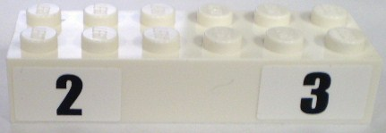 Brick 2 x 6 with Black '2' and '3' Narrow Bold Font Pattern (Stickers) - Set 8898