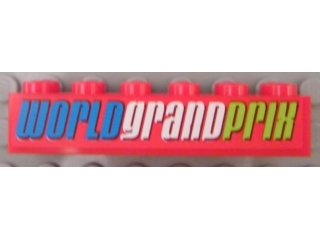 Brick 2 x 6 with 'WORLD GRAND PRIX' Pattern (Sticker) - Set 8484
