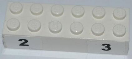 Brick 2 x 6 with Black '2' and '3' Wide Bold Font Pattern (Stickers) - Set 8125