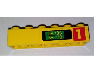 Brick 2 x 6 with Number 1 and '021:05 321:78' Pattern on Both Sides (Stickers) - Set 1256