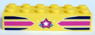 Brick 2 x 6 with Dark Blue and Magenta Stripes and Star with White Center Pattern (Sticker) - Set 41346