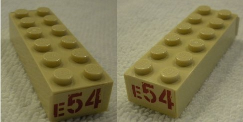 Brick 2 x 6 with Red 'E54' Pattern on Both Ends (Stickers) - Set 75974