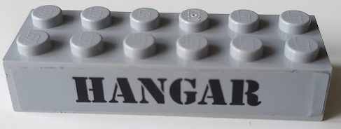 Brick 2 x 6 with Black 'HANGAR' Pattern (Sticker) - Set 60103
