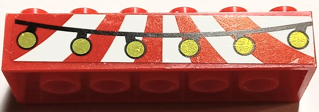 Brick 2 x 6 with Red and White Stripes Awning and Black String with Gold Balls Pattern (Sticker) - Set 41236