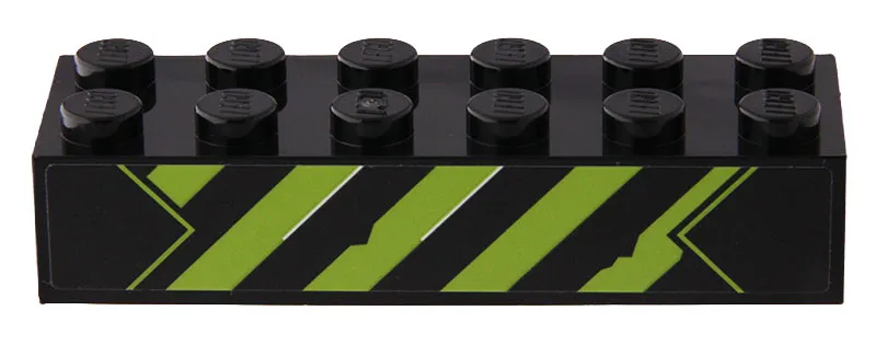Brick 2 x 6 with Lime Danger Stripes Pattern (Sticker) - Set 80022
