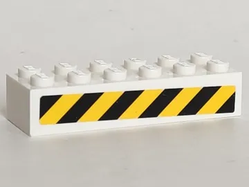 Brick 2 x 6 with Black and Yellow Danger Stripes Pattern Model Left Side (Sticker) - Set 5983