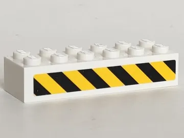 Brick 2 x 6 with Black and Yellow Danger Stripes Pattern Model Right Side (Sticker) - Set 5983
