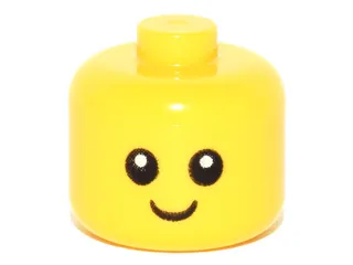 Minifigure, Baby / Toddler Head with Black Eyes, White Pupils, and Smile Pattern