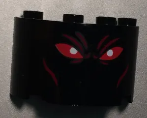 Cylinder Half 2 x 4 x 2 with 1 x 2 Cutout with Red Eyes (Ares Face) Pattern