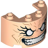 Cylinder Half 2 x 4 x 2 with 1 x 2 Cutout with White Eyes, Clenched Teeth, and Cheek Lines Pattern (M.O.D.O.K. Face)