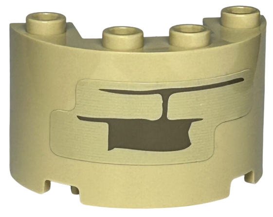 Cylinder Half 2 x 4 x 2 with 1 x 2 Cutout with Dark Tan Bricks and Mortar Pattern (Sticker) - Set 76413