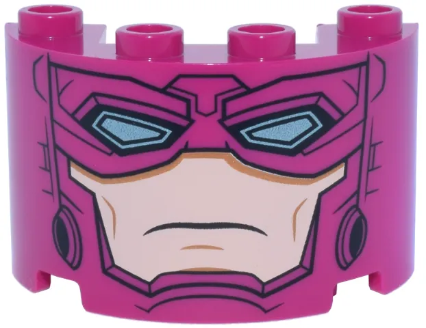 Cylinder Half 2 x 4 x 2 with 1 x 2 Cutout with Helmet, Eye Mask with Metallic Light Blue Eyes and Light Nougat Face Pattern (Galactus)