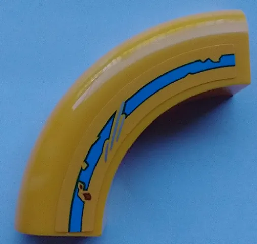 Brick, Round Corner 5 x 5 x 1 without Studs with Damaged Medium Azure Stripe and Rust Pattern Side A (Sticker) - Set 70423