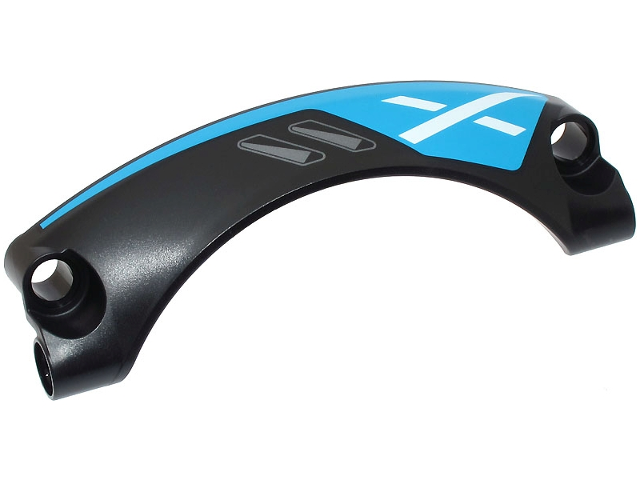 Technic, Panel Car Mudguard Arched #42 9 x 2 x 3 Rounded Top with Dark Silver Air Vents and White X on Dark Azure Background Pattern Model Right Side