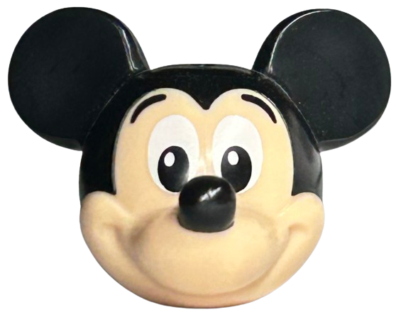 Minifigure, Head, Modified Mouse with Molded Black Top and Ears and Printed Eyebrows, Nose and White Eyes Pattern (Mickey)
