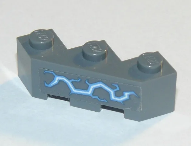 Brick, Modified Facet 3 x 3 with Medium Blue and White Electricity Pattern (Sticker) - Set 70353