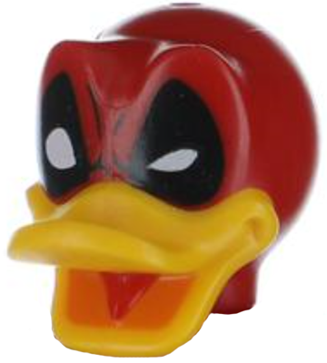 Minifigure, Head, Modified Deadpool Duck Pattern