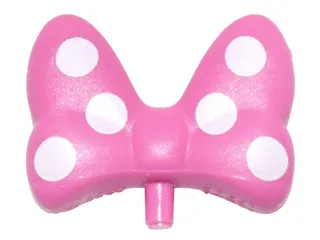 Minifigure, Bow Large with Small Pin with White Polka Dots on Front and Back Pattern