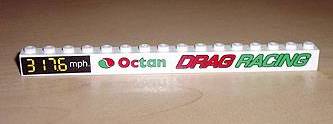 Brick 1 x 16 with 'DRAG RACING' and Octan and 317.6 mph. Right Pattern (Stickers) - Set 6616