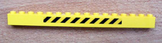 Brick 1 x 16 with Black and Yellow Danger Stripes Pattern (Sticker) - Set 7243