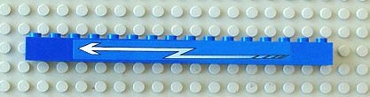 Brick 1 x 16 with White Zigzag Arrow Left Pattern (Sticker) - Sets 4560 / 4561