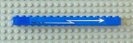 Brick 1 x 16 with White Zigzag Arrow Right Pattern (Sticker) - Sets 4560 / 4561