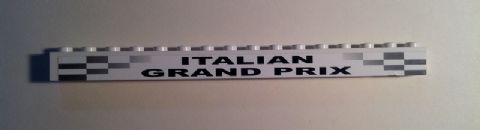 Brick 1 x 16 with 'ITALIAN GRAND PRIX' and Black and White Checkered Pattern (Sticker) - Set 8168
