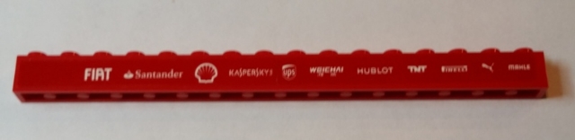 Brick 1 x 16 with 'FIAT', 'Santander', Shell Logo, 'KASPERSKY lab', ups Logo, 'WEICHAI', HUBLOT', 'TNT', PIRELLI', Puma Logo and 'MAHLE' Pattern (Stickers) - Set 75913