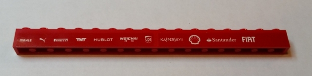 Brick 1 x 16 with 'MAHLE' Puma Logo, 'PIRELLI', 'TNT', 'HUBLOT', 'WEICHAI', ups Logo, 'KASPERSKY lab', Shell Logo, 'Santander' and 'FIAT' Pattern (Stickers) - Set 75913