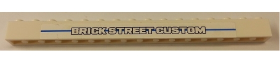 Brick 1 x 16 with 'BRICK STREET CUSTOM' and Short Blue Line Pattern (Sticker) - Set 8154