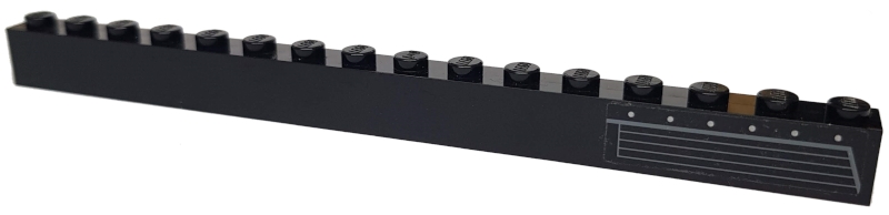 Brick 1 x 16 with Dark Bluish Gray Vents and Rivets Pattern Model Left Side (Sticker) - Set 7786
