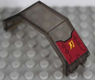 Panel 3 x 2 x 6 with Dark Red Hatch and Yellow Japanese Logogram '刃' (Blade) Pattern (Sticker) - Set 8102