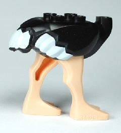 Ostrich Body with Molded Light Nougat Legs and Printed White Feathers Pattern