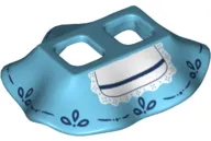 Minifigure Skirt Plastic with White Lace Pinafore / Apron and Dark Blue Stitching Pattern (Red Riding Hood)