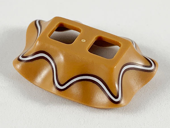 Minifigure Skirt Plastic with Wavy Reddish Brown and White Stripe Pattern