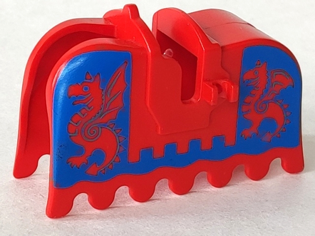 Horse Barding, Ruffled Edge with Dragons on Blue Background Pattern