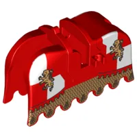 Horse Barding, Ruffled Edge with Gold Lions and Gold Chain Mail Pattern