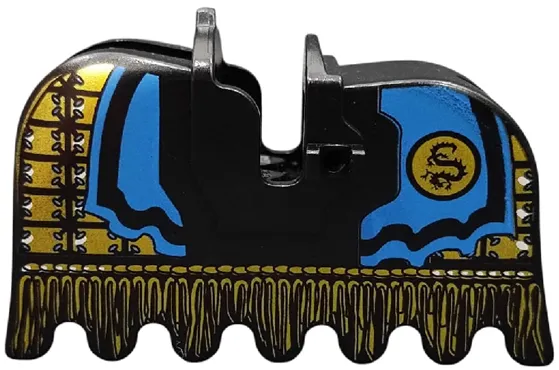Horse Barding, Ruffled Edge with Gold and Blue Pattern