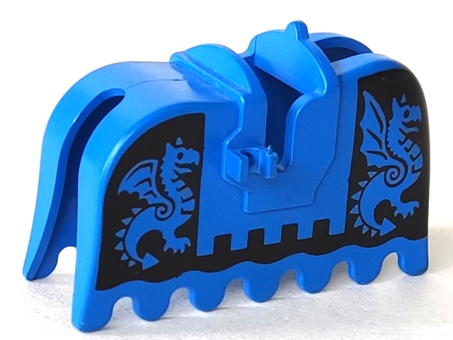 Horse Barding, Ruffled Edge with Dragons on Black Background Pattern