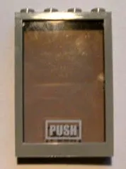 Window 1 x 4 x 5 with Hollow Studs with Trans-Brown Glass with White 'PUSH' in Rectangle Pattern (Sticker) - Set 4513