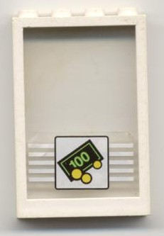 Window 1 x 4 x 5 with Trans-Clear Glass with Bills & Coins Pattern (Sticker) - Set 1490