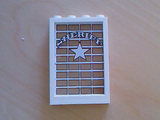 Window 1 x 4 x 5 with Trans-Clear Glass with Sheriff Pattern (Sticker) - Sets 6755 / 6764