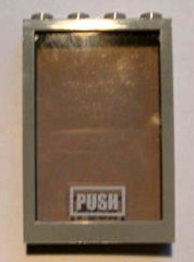 Window 1 x 4 x 5 with Trans-Brown Glass with 'PUSH' Pattern (Sticker) - Set 4513
