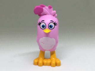 Body Angry Birds Stella with Fixed Flexible Rubber Bright Light Orange Beak and Printed Black Eyebrows, Eyelashes, Dark Azure Eyes, Magenta Feathers, White Stomach, and Bright Light Orange Feet Pattern